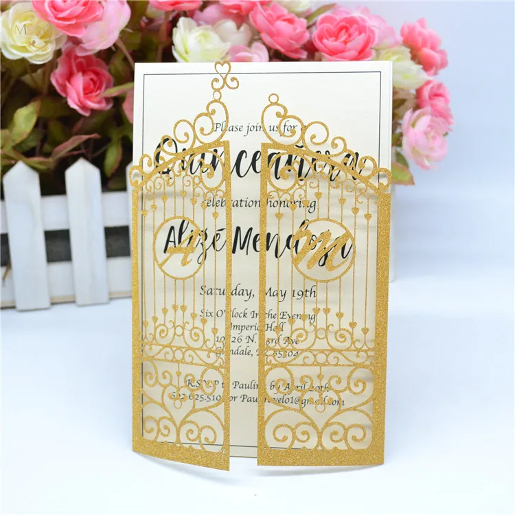 Великолепные свадебные пригласительные открытки в стиле ворот с лазерной