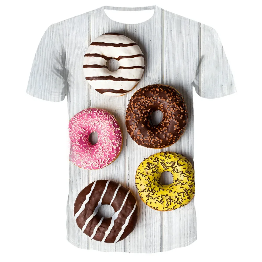 

High Quality Tshirt Men Women Hot 3d Print Funny Dog Colorful Donuts Short-sleeved Shirt Children's Clothing Tshirt Top Tee