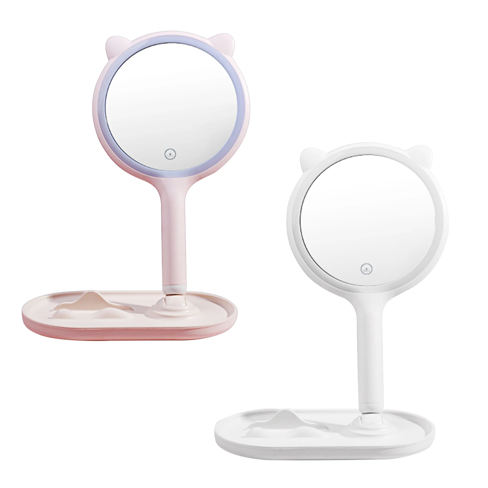 

Светодиодный светильник с зеркалом для макияжа для хранения регулируемое зеркало панель регулировки яркости подсветки USB светодиодный кос...