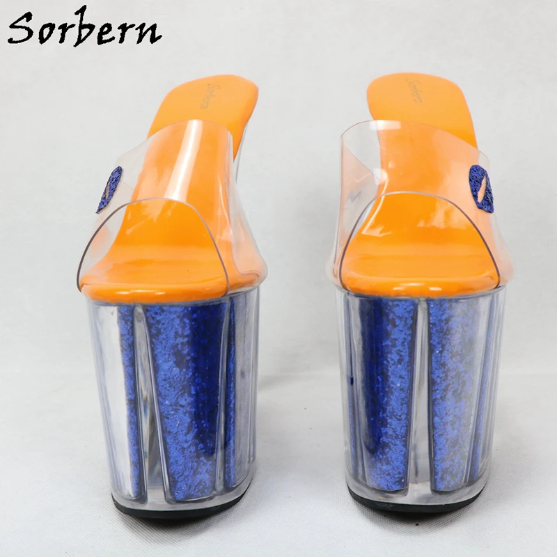 Женские шлепанцы на прозрачном каблуке Sorbern летние блестящие платформе 8 дюймов
