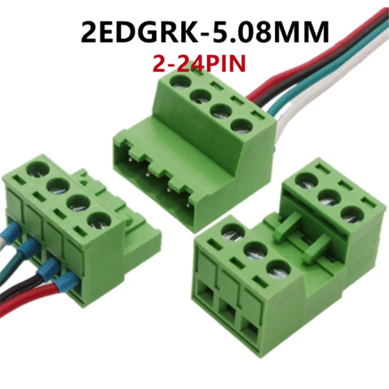 

2EDG 5.08MM Solder-Free Butt Connection Plug-In Type 2EDGRK5.08 Pluggable Green Terminal Block 2P-24P