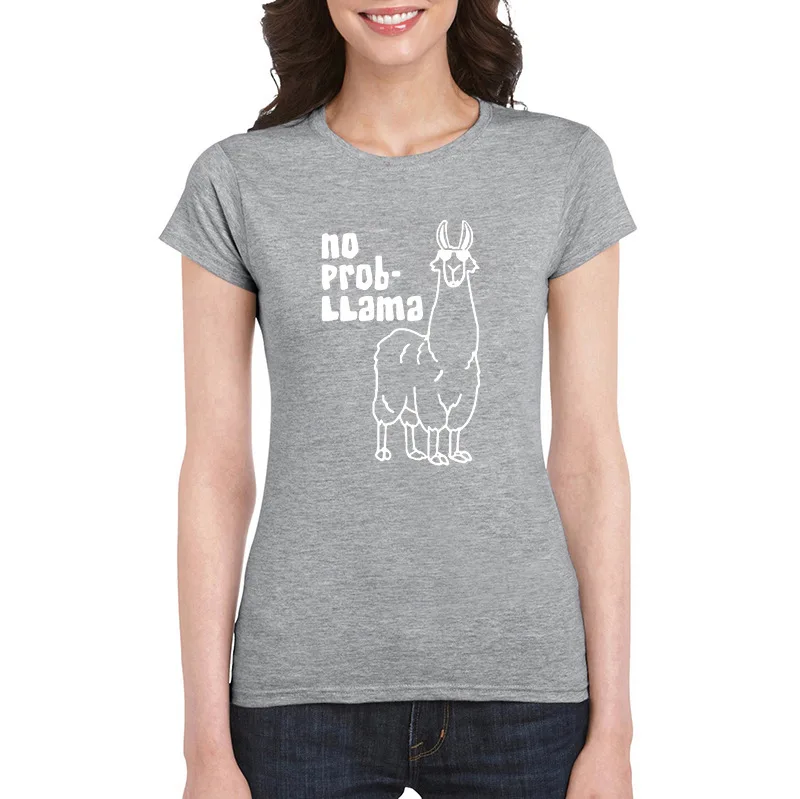 Нет проблем ламы с буквенным принтом футболка короткими рукавами и круглым