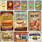 Жестяная Вывеска с гамбургерами, металлическая вывеска, винтажное украшение для бара, итальянский домашний декор, наклейка на стену, Постер в подарок, картина для паба