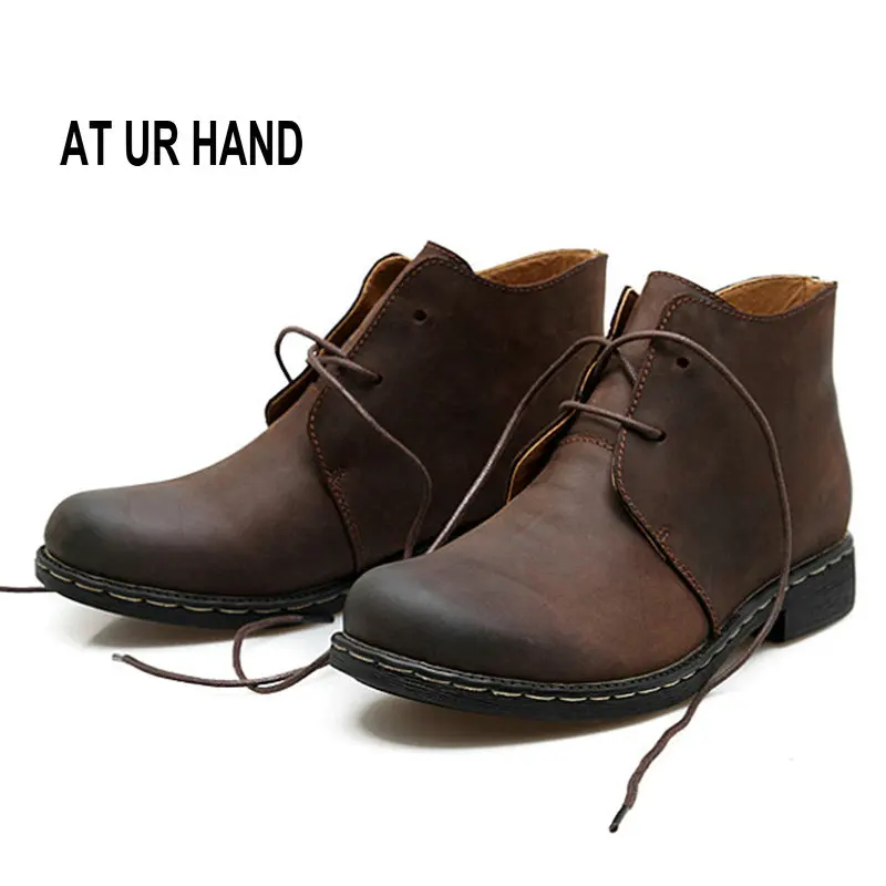 Мужские коричневые кожаные Ботинки Martin ботинки из натуральной кожи в британском