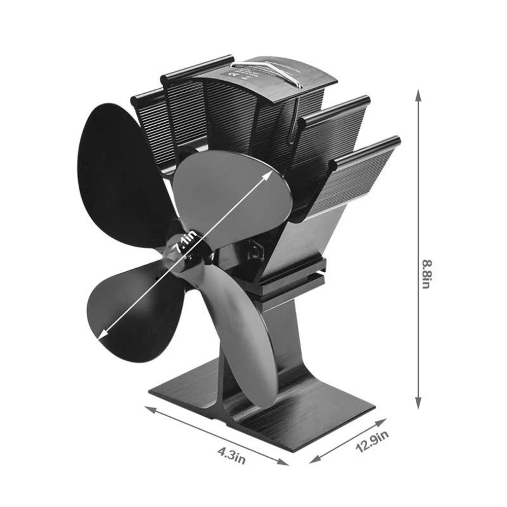 Тепловой автоматический вентилятор 4 Лопастной тепловой для печки камина
