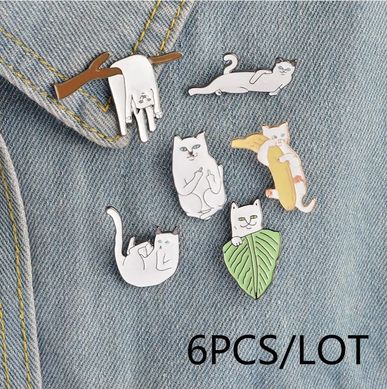 Cartoon Funny Cats Metal Brooch Pins Badge Pinback Button Corsage Gift Men Women Unisex Jewelry | Украшения и аксессуары