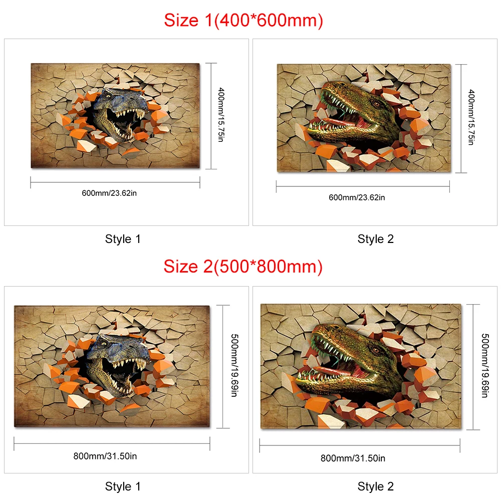 3D напольный коврик с рисунком динозавра нескользящий мягкий для двери гостиной