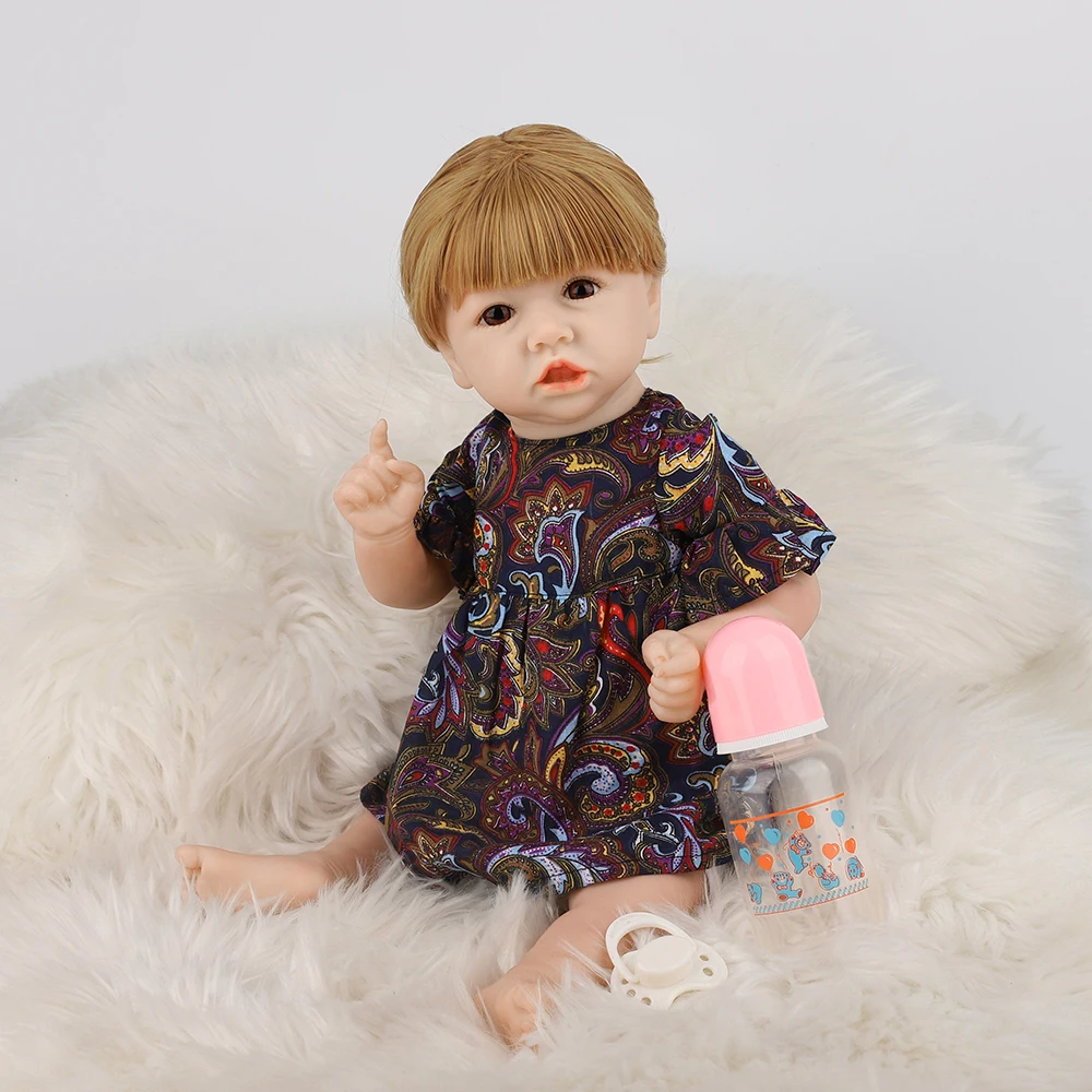 

20inch Popular Reborn Saskia Girl Bebe Doll Full Body Silicone Vinyl Doll In Yellow Bangs Handmade Collectible Art Bath Toy