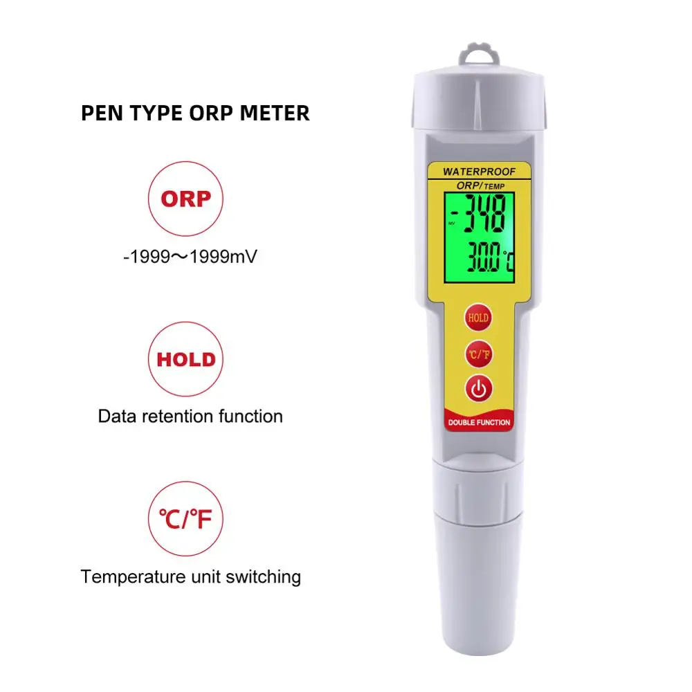Портативный ORP-619 redox потенциальная тестовая ручка цифровое измерение ORP и температура двойной индикатор ОВП-1999mv~ 1999mv