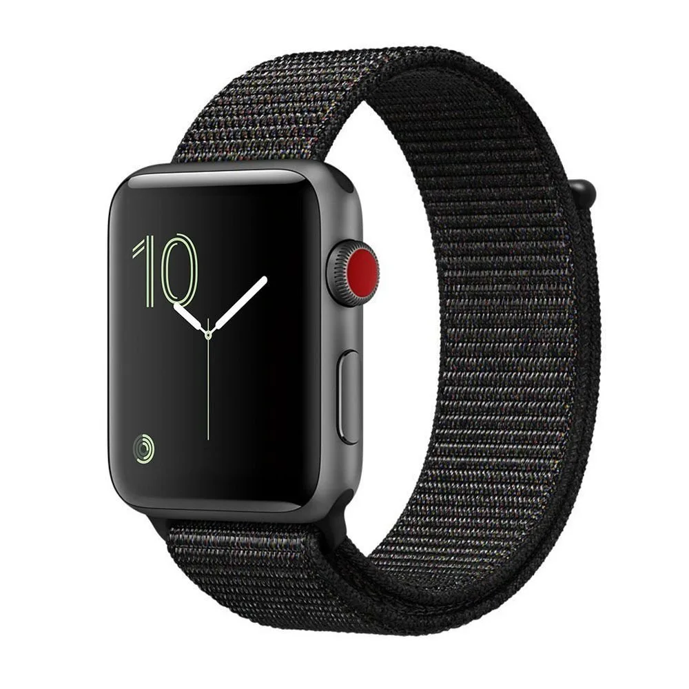 Black Цвета нейлоновый спортивный бесшовный репликация Band для Apple Watch серии 1/2/3 Легкий из мягкой дышащей ткани с вязанными лямками, 38, 42 мм, версия - Цвет ремешка: Black