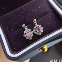 fine jewelry 925 sterling silver inset with natural gem womens luxury popular flower pink sapphire earrings ear stud support de