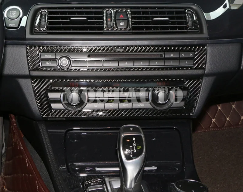 Для BMW 5 серии F10 F11 консоль из углеродного волокна кондиционер и панель CD покрытие