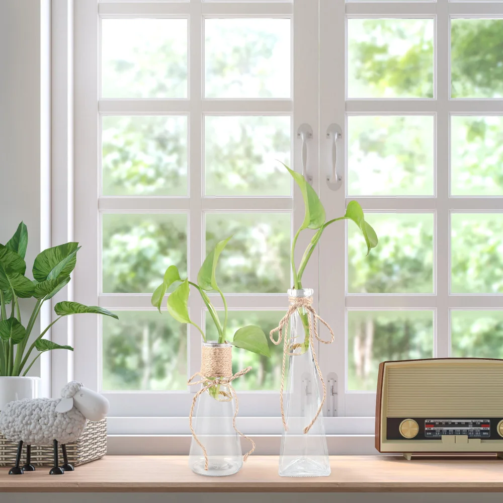 

5pcs Transparent Flower Arrangement Container Vase Ornaments with Rope