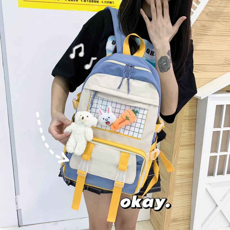 

Women's Backpacks Casual Big Stylish Student Bag For Girl 2021 Canvas Book Fashion Laptop School Bag Cute Backpack Rabbit Bag