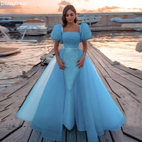 2021 new sequin prom dress mermaid detachable train short sleeves luxury backless square neck evening dress %d0%b2%d0%b5%d1%87%d0%b5%d1%80%d0%bd%d0%b8%d0%b5 %d0%bf%d0%bb%d0%b0%d1%82%d1%8c%d1%8f