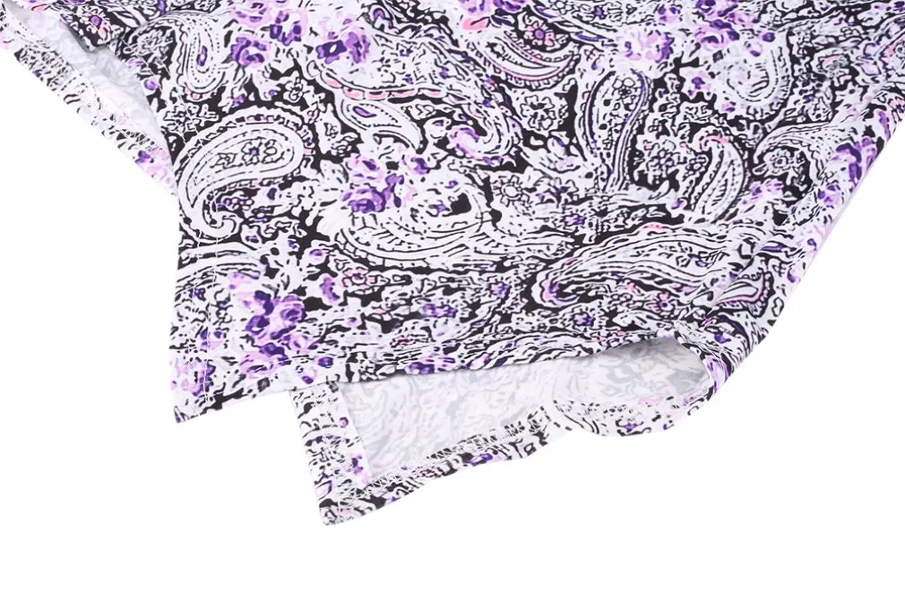 Женский пуловер с длинными рукавами цветочным принтом асимметричным подолом из