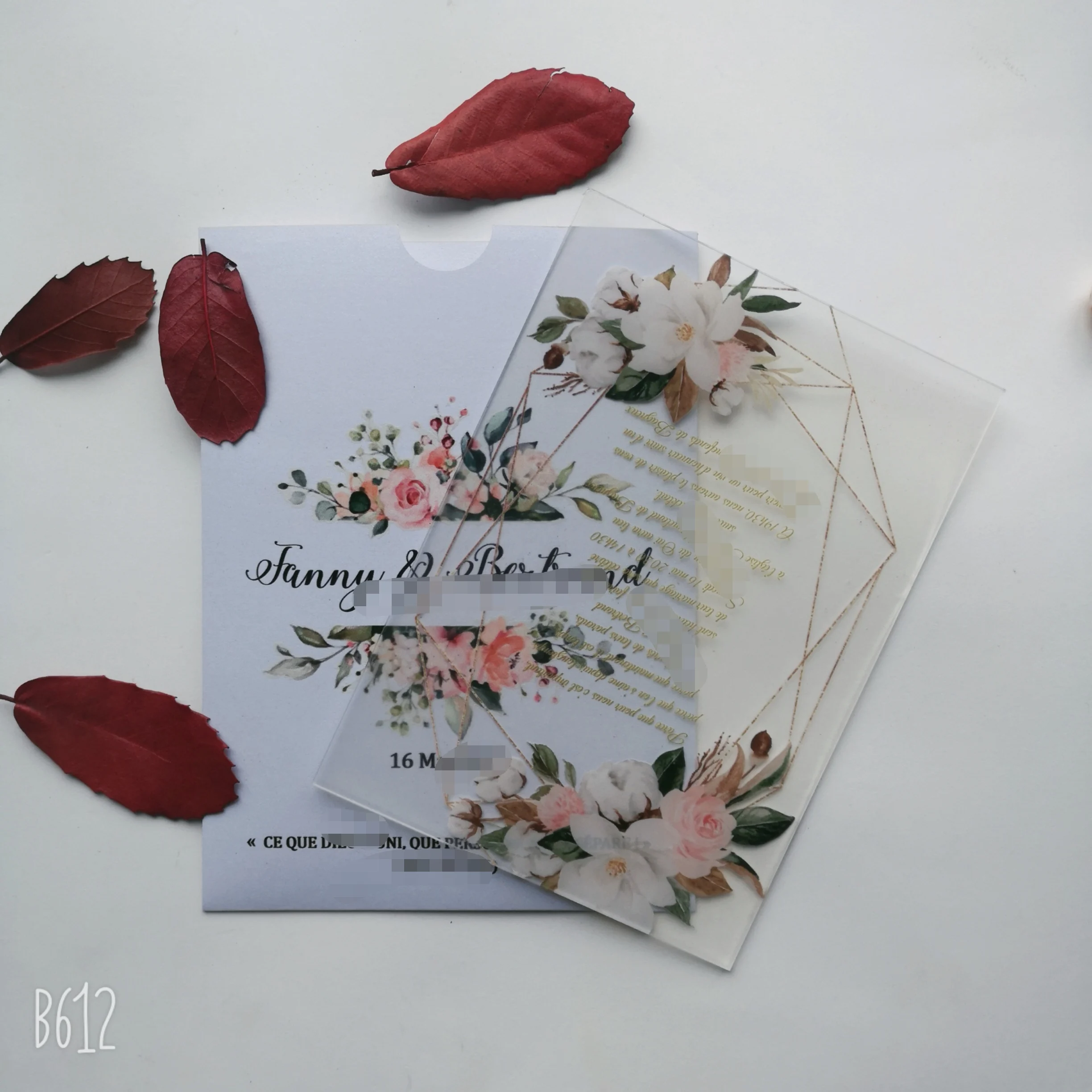 Карманный конверт с напечатанным логотипом прозрачные акриловые свадебные