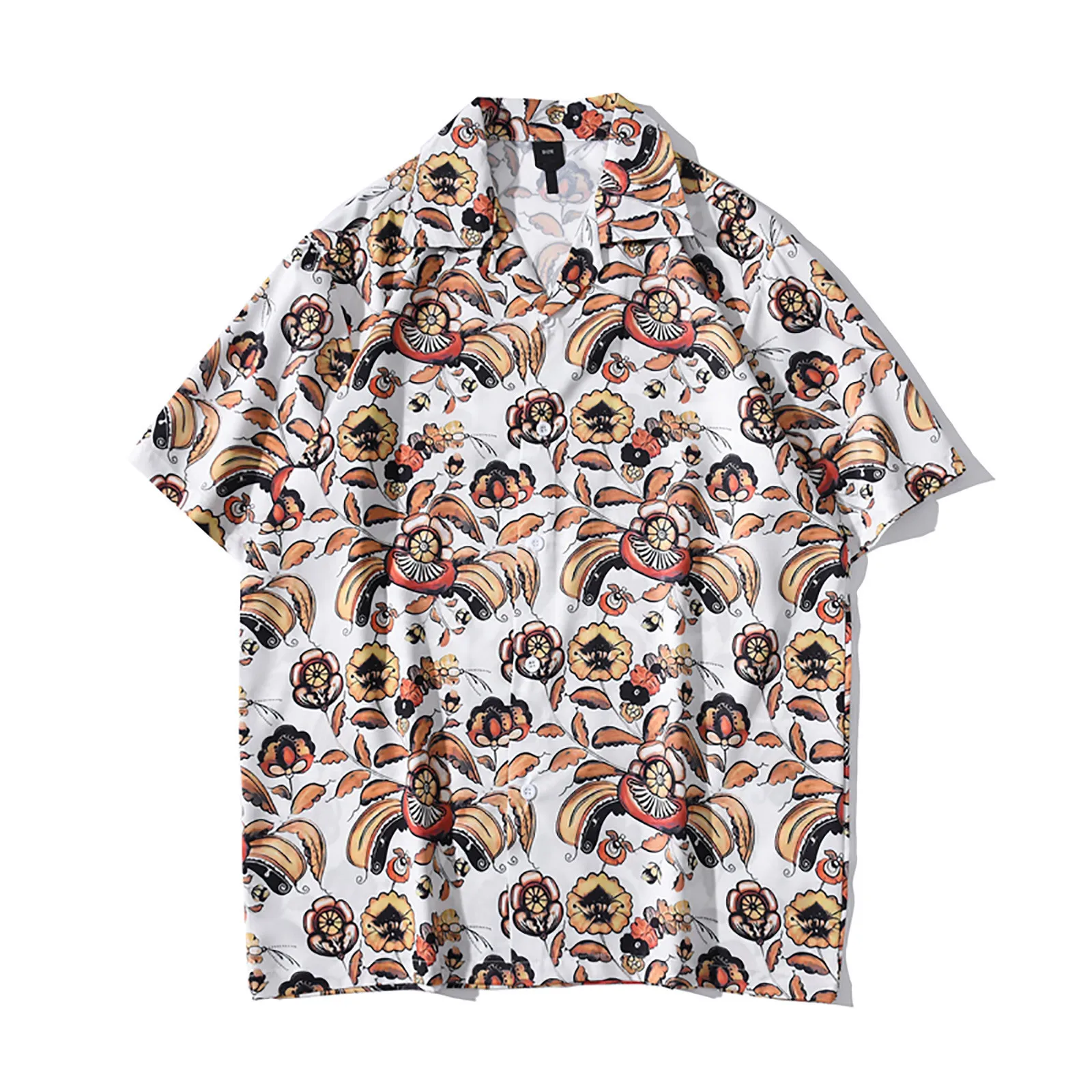 

Men and women couples printed short shirt Hawaiian loose lapel shirt buttoned shirt cardigan printed short shirt Ѭђбака Q6