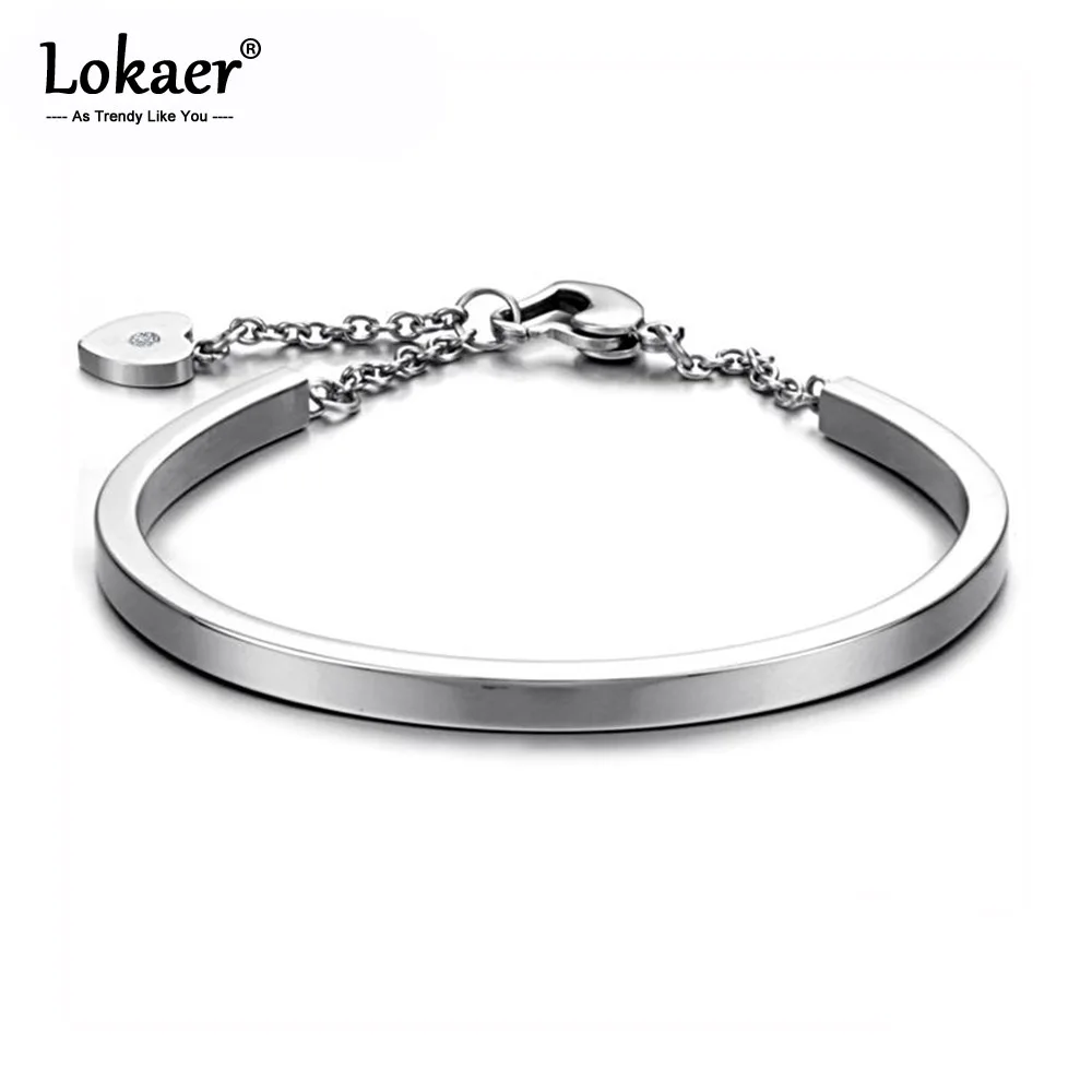 Lokaer Браслет-манжета из нержавеющей стали в форме сердца, модные ювелирные изделия, 4 цвета, регулируемые браслеты-цепочки и звенья для женщин B18093
