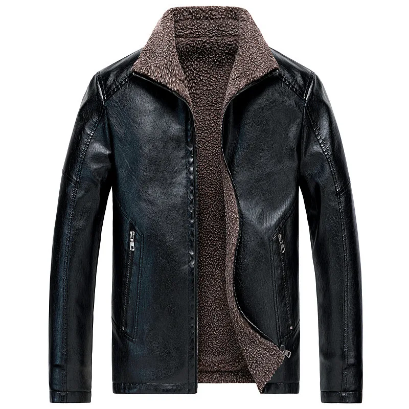 

Mens Leather Jacket 2021 Winter PU Leather Motorcycle Warm Faux Jackets Jaqueta De Couro Masculina Plus Size Mens Fur Coats 6XL