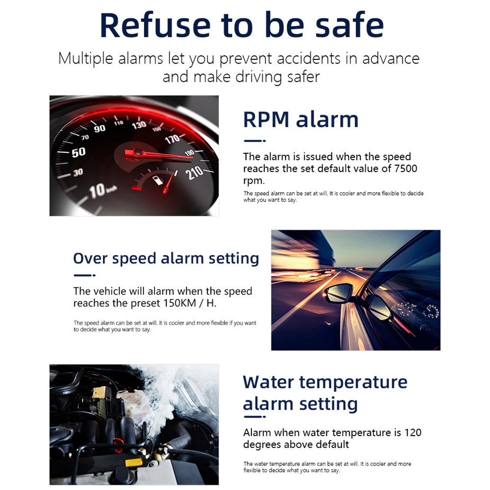 

Car High Definition LED Stereo Imaging Display HUD Head-up Display Speedometer OBD Fault Code Elimination Overspeed Fault Alarm