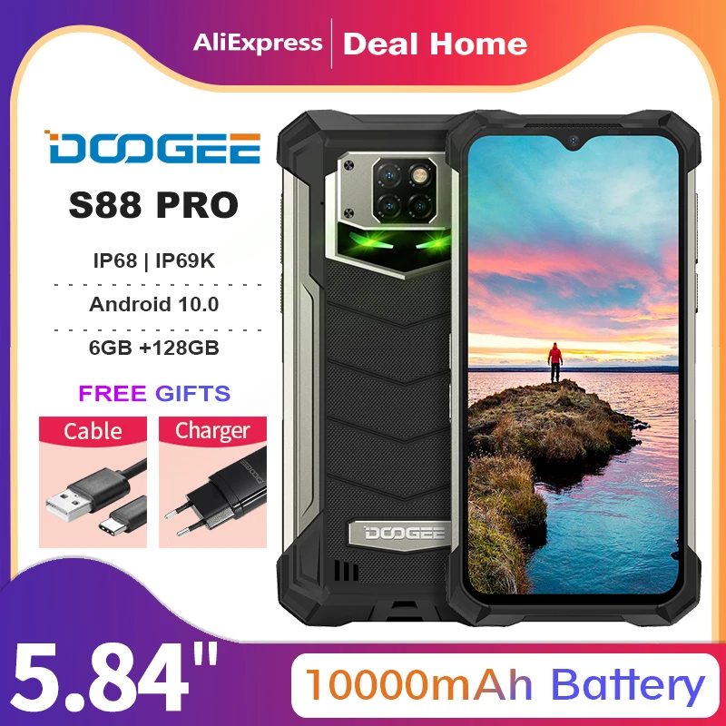 Смартфон DOOGEE S88 Pro усиленный экран 6 3 дюйма мобильный телефон IP68/IP69K Восьмиядерный