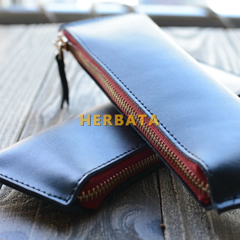 Пенал ручной работы Mori из воловьей кожи черного цвета канцелярские