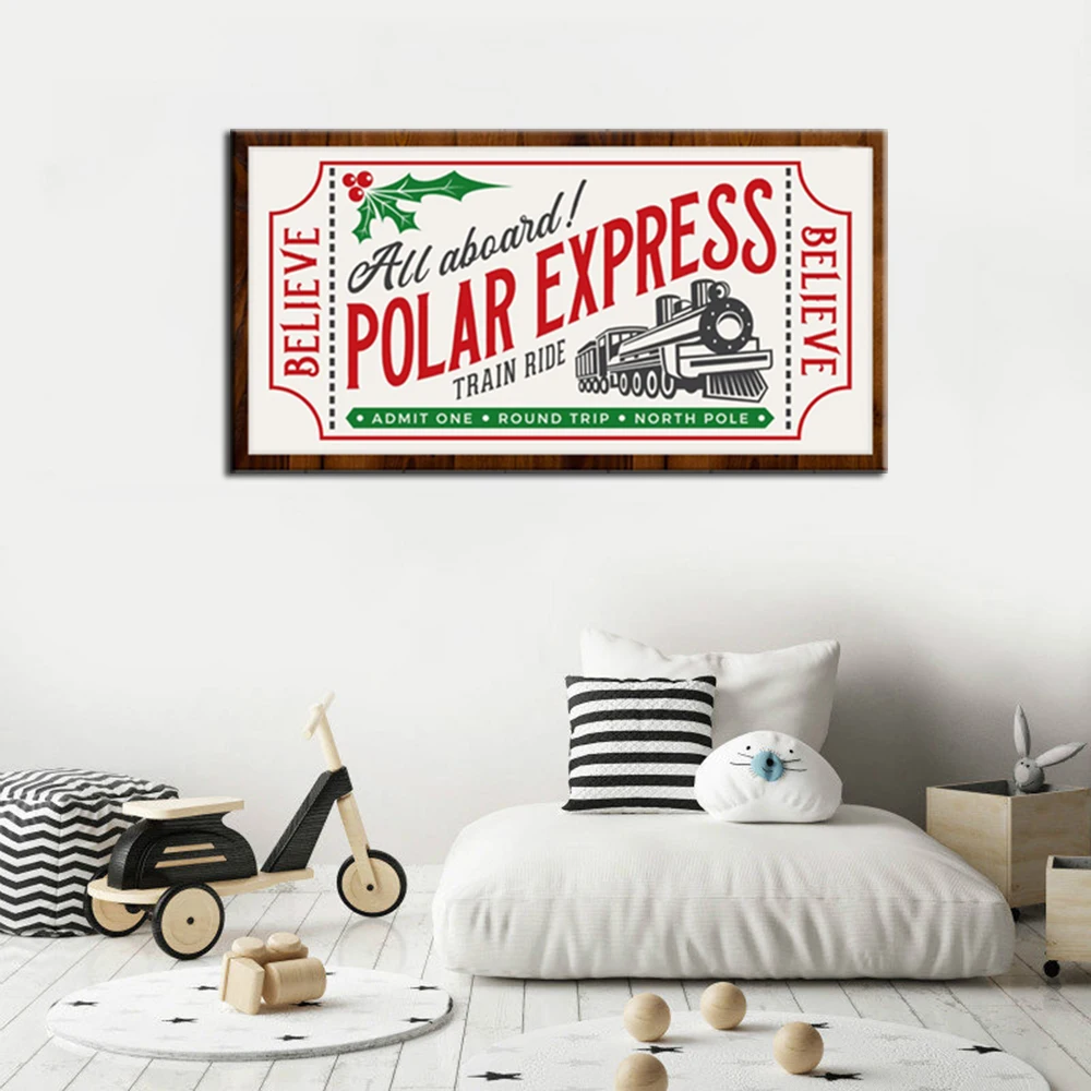 Polar Express билет ВИНТАЖНЫЙ ПЛАКАТ картина для вашего Рождества домашний декор
