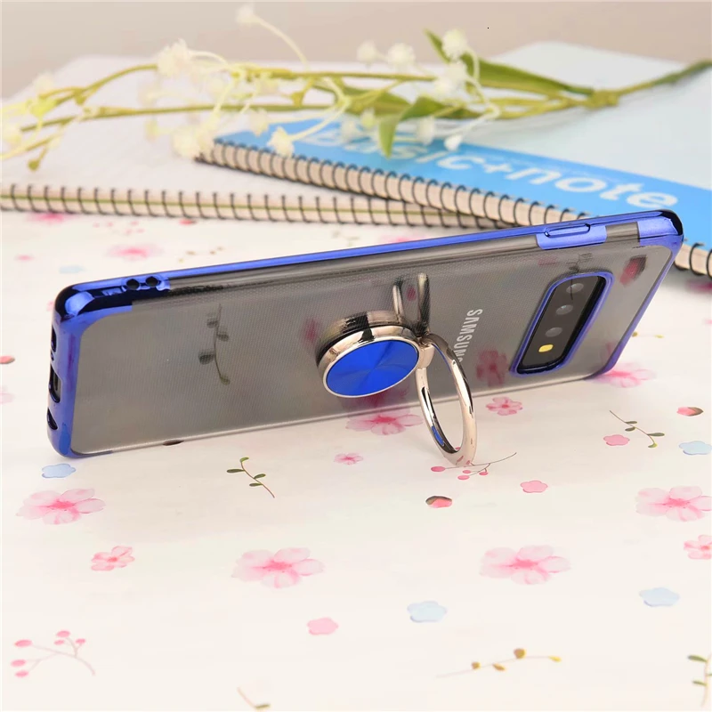 Простой Прозрачный Магнитный кронштейн чехол для телефона samsung Galaxy S8 S9 S10 Plus Note9 Автомобильный держатель Подставка кольцо на палец задняя крышка