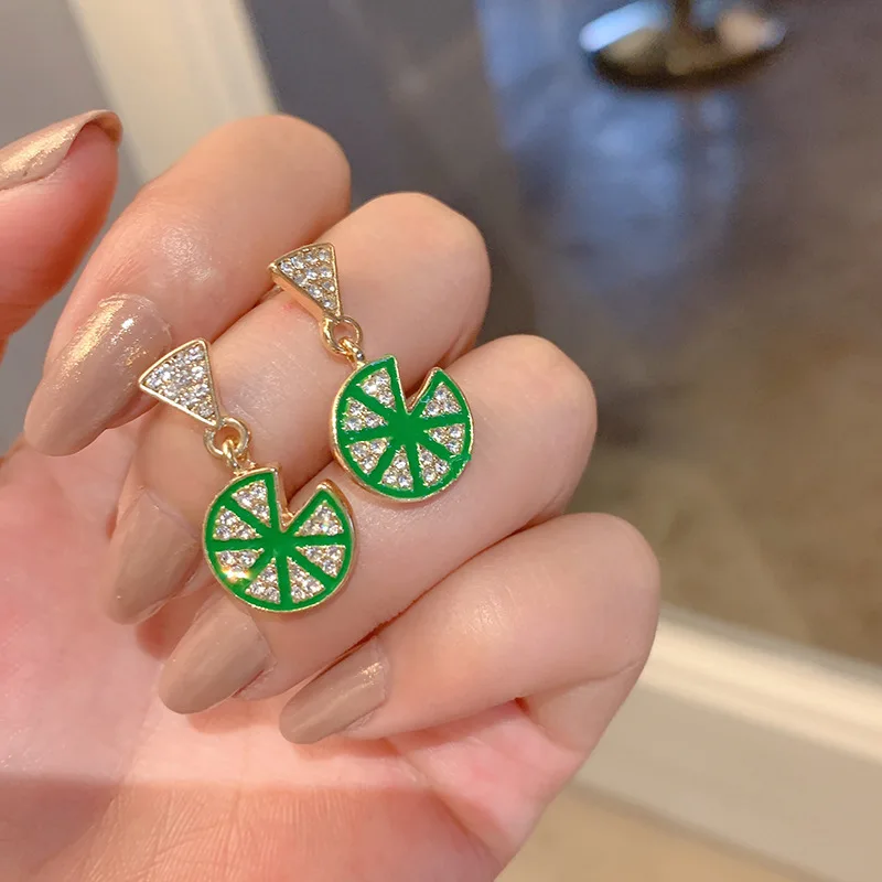

925 Silver Needle Niche Fruit Lemon Slice Earrings Exquisite Japan and South Korea Simple Lovely Earrings