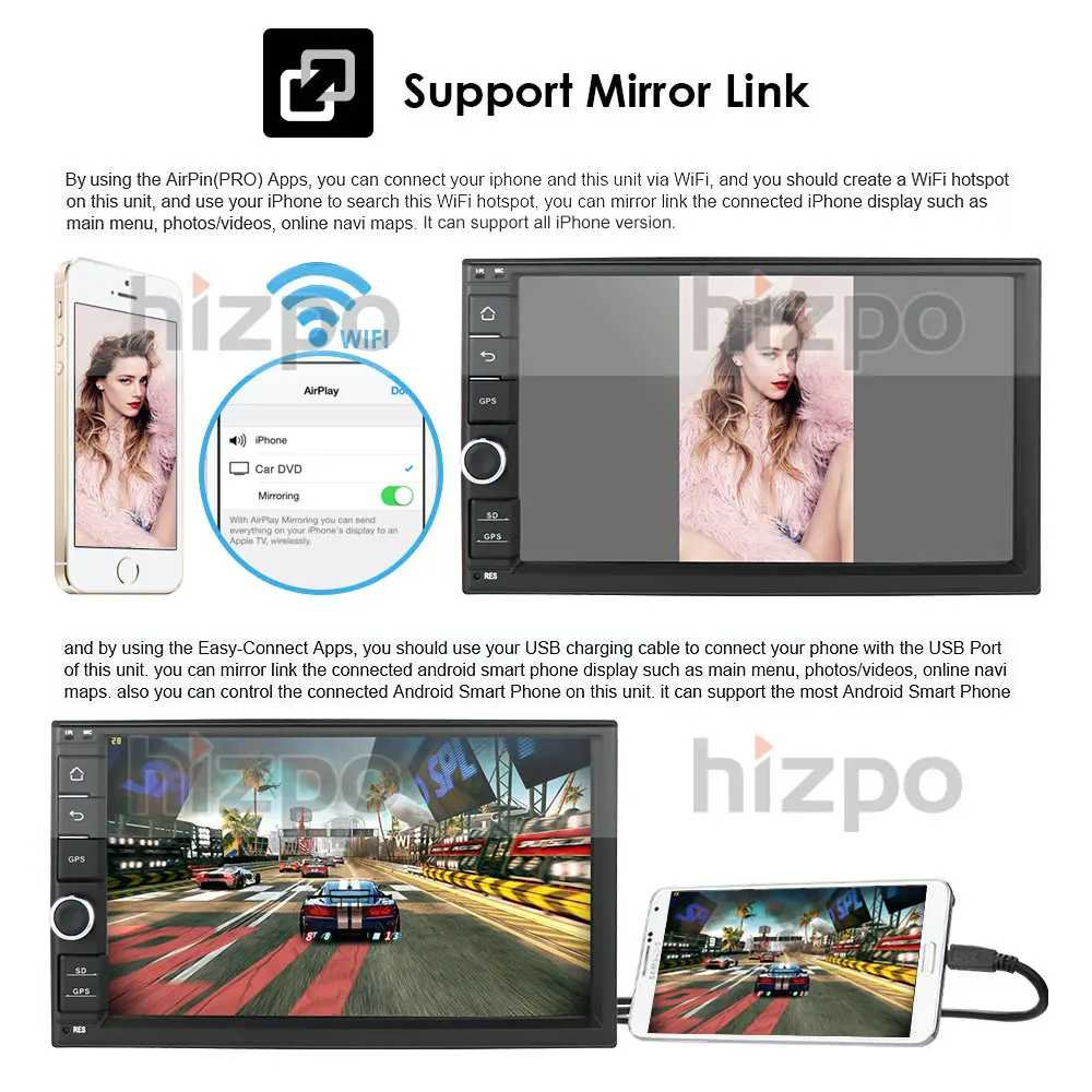 2DIN 7''HD Android10.0 8 Восьмиядерный 4G RAM 64G ROM PX5 универсальный автомобильный Радио