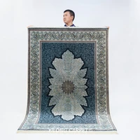 2x3m hand made turkish silk rug dark blue kashmir silk carpets ywx134a