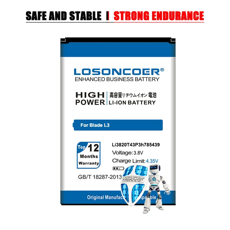 Аккумулятор LOSONCOER 3 8 в 4200 мАч Li3820T43P3h785439 для ZTE Blade L3 | Мобильные телефоны и
