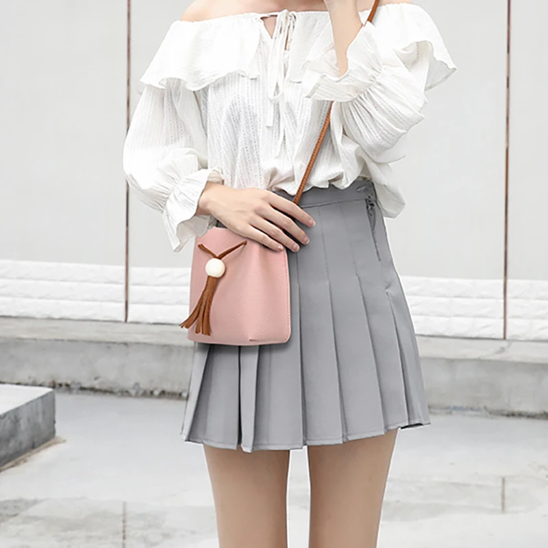 

Fashion Ladies Handbags Casual Shoulder Crossbody Travel PU Tassel Pendant Mini Bucket Bags