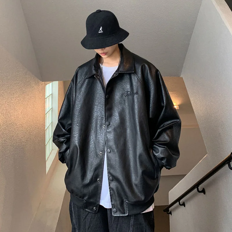 Новинка для мужчин и женщин черная куртка бомбер из искусственной кожи с