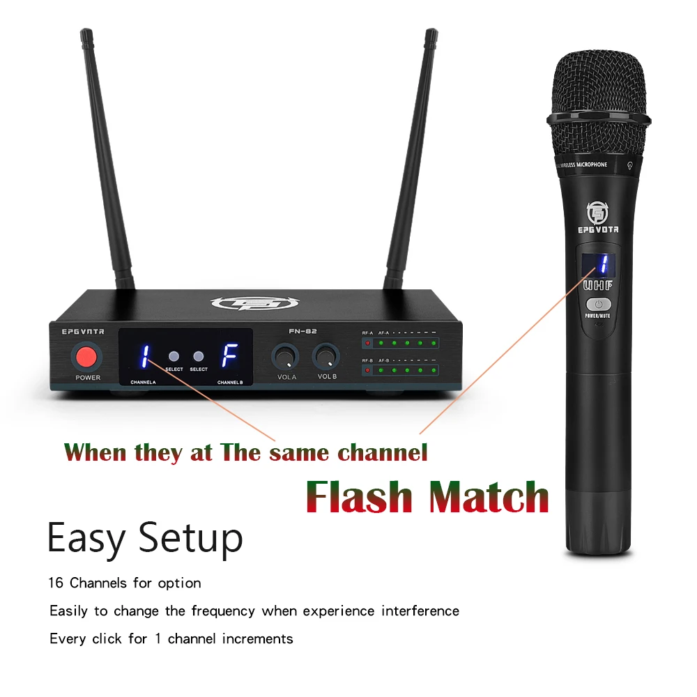 Беспроводной микрофон FN-82 UHF профессиональный ручной с регулируемой частотой