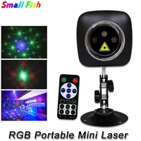 10pcslot rgb portable mini laser party light professional dj stage 3 holes laser projector lights music dmx512 control party