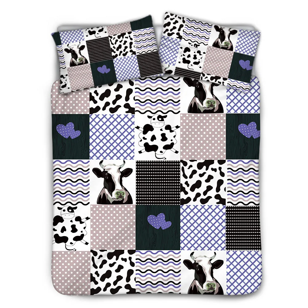 Upetstory Cow Striped Lady Home Sleeping Quilt Cover Comforter Adult Duvet Polyester Case with Pillowcase Set | Дом и сад