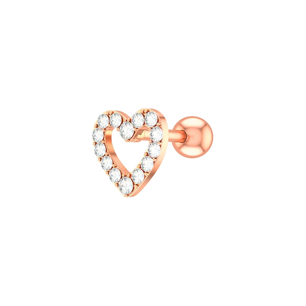 CZ heart 1 шт из нержавеющей стали Ушные Кольца на Козелок 16 г Сердце цветок Бар пирсинг для хряща уха Спираль пирсинг женщин мужчин ювелирные изделия для тела - Окраска металла: CZ heart