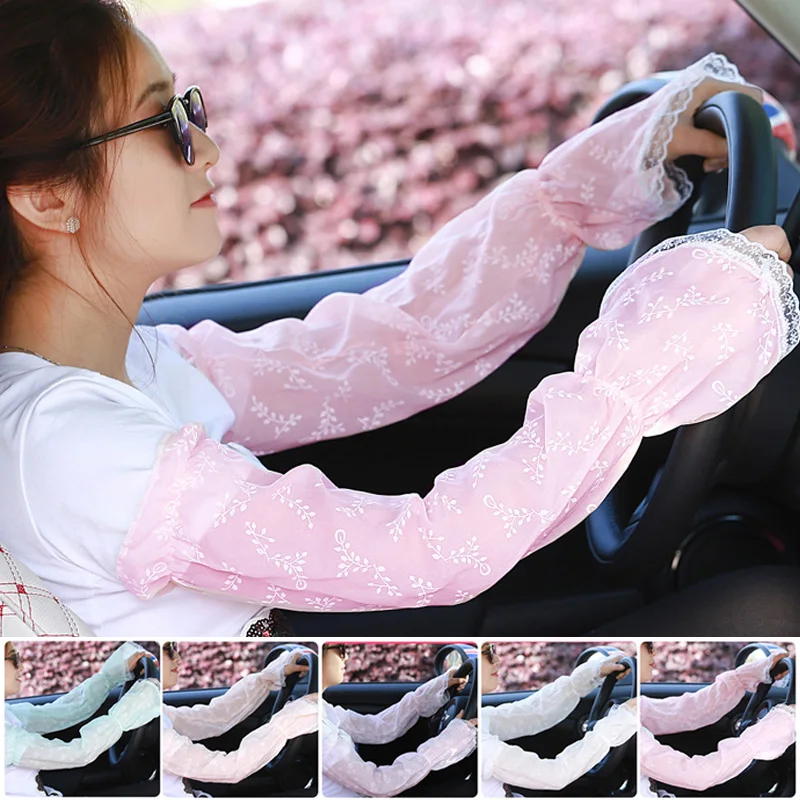 

Lady Sunscreen Gloves Long Gloves Sun UV Hand Cover Lace Arm Sleeves for Women Girls Summer TC21