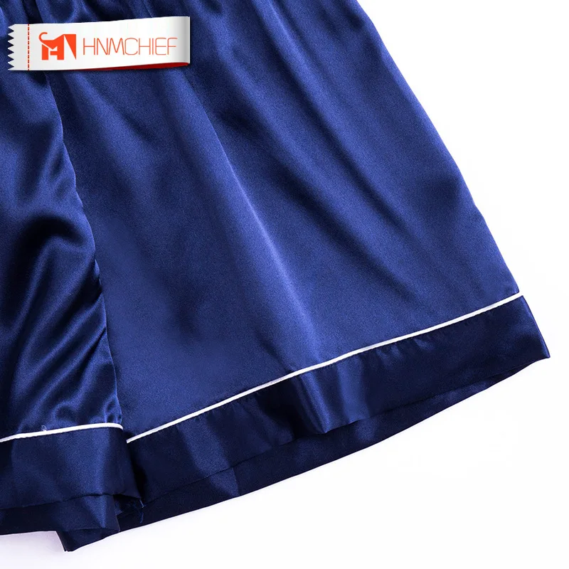 HNMCHIEF 2019 Шелковые Мужские пижамные комплекты сатиновая одежда для сна мужской