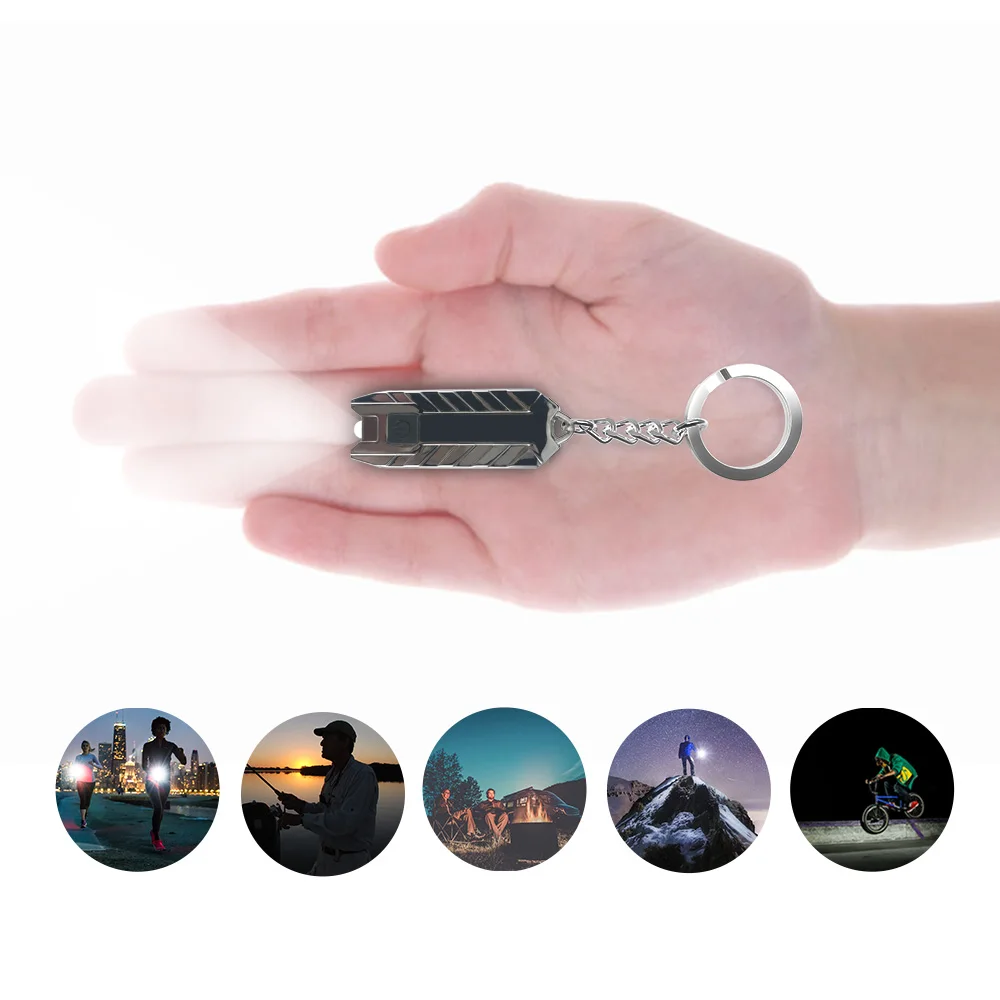 

LED Rechargeable Flashlight 3 Modes Torch Metal Waterproof Powerful Outdoor Camping Mini Lamp with Keychain