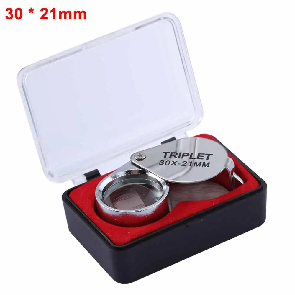 

10X 20X 30X 21 MM Metal Jewelry Magnifying Glass Jewelers Foldable Magnifier Pocket Loop Loupe