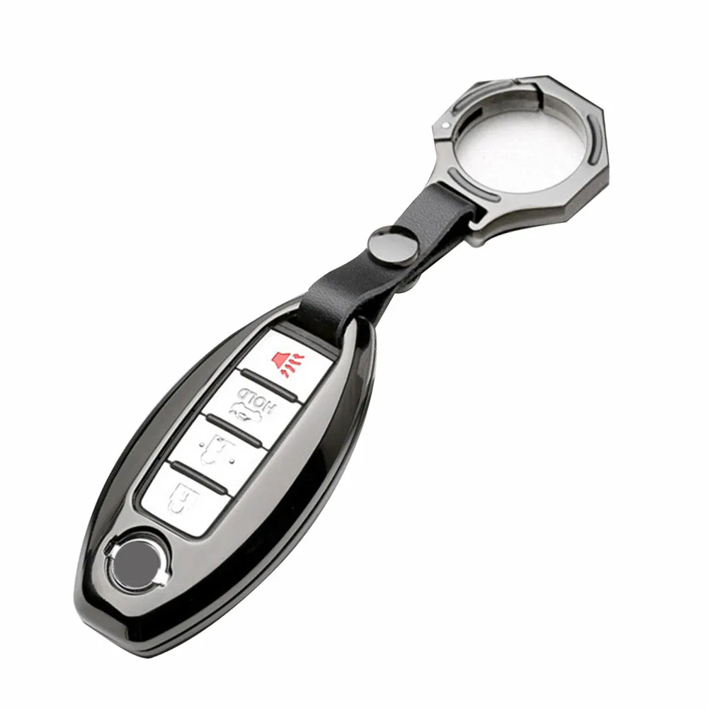 

Metal Key Fob Cover Oval Replacement W/key Chain Zinc Alloy Black Stripe
