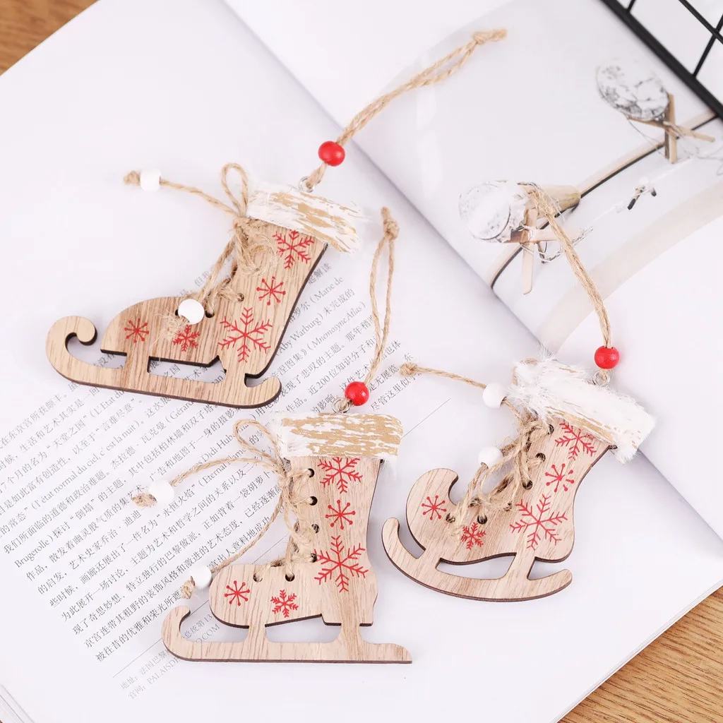Рождественские украшения деревянные подвески орнамент с рождественской елкой DIY