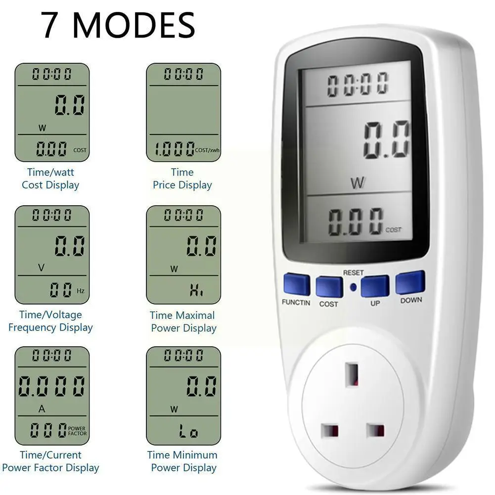 

230V AC EU Digital LCD Power Meter Wattmeter Socket AU Analyzer US BR Energy Wattage Meter Kwh Measuring Outlet Power UK FR X4M3