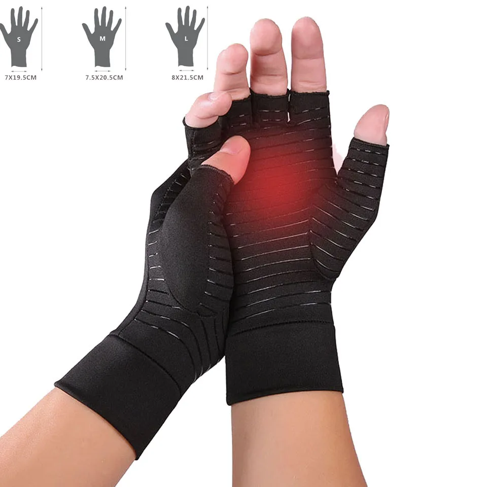 1 пара медных эластичных перчаток для артрита боли в суставах мужчин и