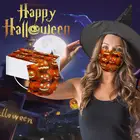 50 шт. Смешанные черные маски на Хэллоуин 5 цветов детские Мультяшные маски для рта летучая мышь взрослые маски для лица с принтом злые тыквенные маски