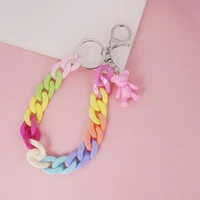 cute acrylic bear bracelet keychain string chain pendant candy color creative bag ornament personality decoration spot