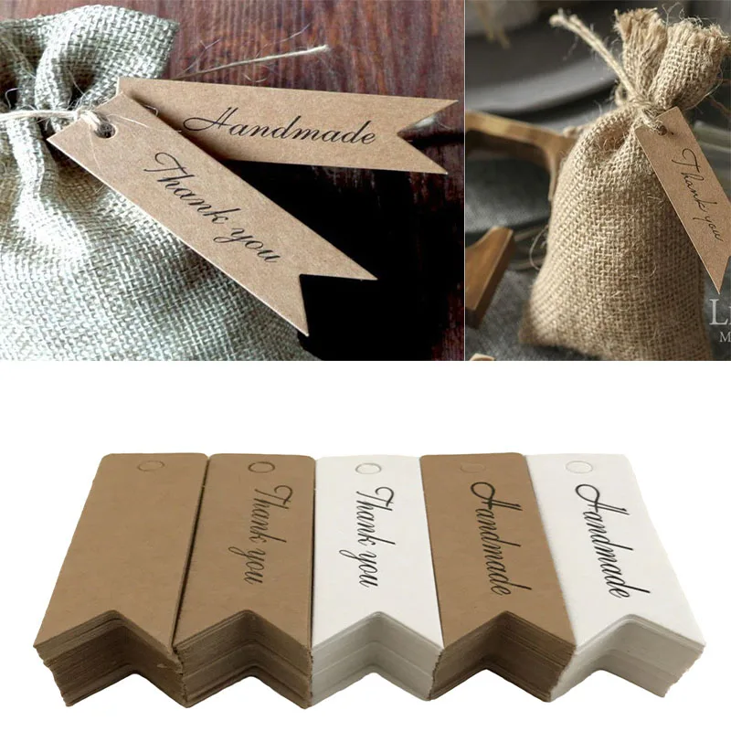 100 шт. подарочные Висячие бирки ручной работы благодарим Вас лейбл карты сделай
